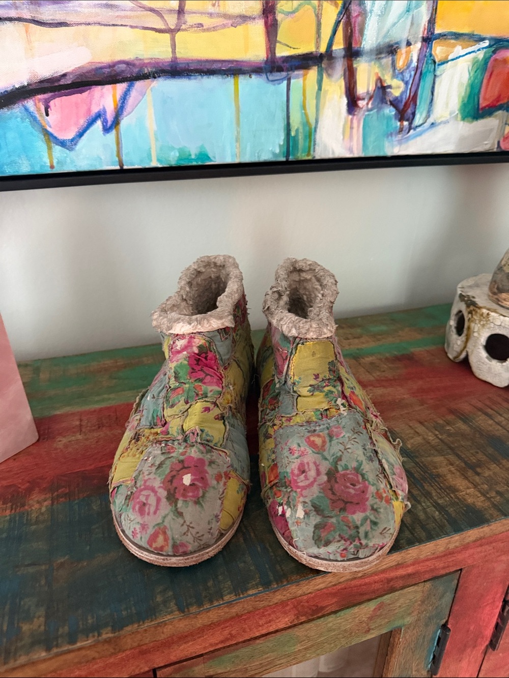 Magnolia Pearl Quilted Floral furry Lined Ankle Booties - Picture 2 of 5